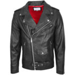 Mens Real Leather Biker Jacket Cross Zip Brando Style - Image 4