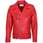 GENUINE RED STYLE REAL LEATHER MOTORCYCLE JACKET - Image 3