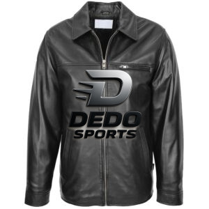 Mens Soft Leather Plain Zip Box Casual Jacket Frank Nova Black