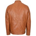 Mens Soft Leather Casual Plain Zip Jacket Matt Dynamo Tan - Image 2