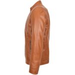 Mens Soft Leather Casual Plain Zip Jacket Matt Dynamo Tan - Image 5