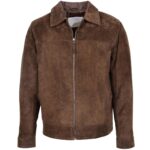 Mens Real Suede Casual Harrington Jacket Larry Zenith Brown