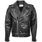 Mens Leather Fringes Brando Biker Style Jacket Wayne Black - Image 3