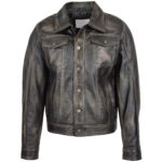 Men’s Black Rub Off Leather Biker Jacket - Image 4