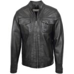Mens Real Leather Biker Jacket Casual Zip Fasten Style Jaime - Image 3