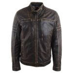 Mens Real Leather Biker Jacket Vintage Paradox Rub Off Effect RICKY
