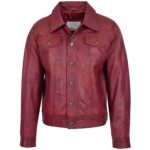 Men's Soft Leather Trucker Jacket Button Shirt Jacket - Image 3