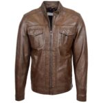 Best Dedo Men Biker Leather Timber Jacket - Image 3