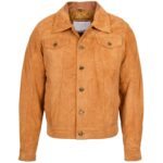 Mens Real Suede Trucker Harrington Jacket Daryl Dynamo Tan