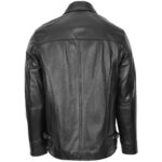 Mens Soft Leather Plain Zip Box Casual Jacket Frank Nova Black - Image 2