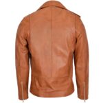 Men's Leather Biker Jacket Brando Style Johnny Dynamo TAN - Image 4