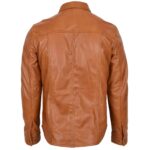 Men’s Leather Shirt Lambskin Western Stylish Shirt TAN - Image 2