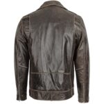 Men’s Biker Vintage Distressed Brown Leather Jacket - Image 4