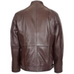 Mens Soft Leather Casual Plain Zip Jacket Matt Zenith Brown - Image 3