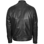 Mens Soft Leather Casual Plain Zip Jacket Matt Nova Black - Image 2