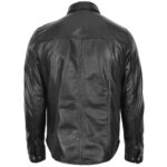 Men's Black Sheepskin Leather Western Shirt - Image 3