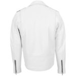 Men’s White Leather Biker Jacket Heavy Duty - Image 4