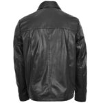 Mens Leather Shirt Classic Trucker Style Oliver Nova Black - Image 2