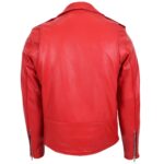 Men's Red Biker Jacket 100% Real Leather Lambskin - Image 4