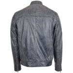 Mens Real Leather Biker Jacket Cafe Racer Style Eddi - Image 3