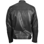 Mens Real Leather Biker Jacket Cafe Racer Style Nelson Black - Image 3