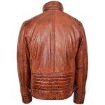 Mens Leather Sherpa Lined Jacket Alfie Zenith Brown - Image 2