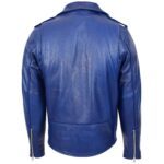 Men's Leather Jacket Casual Stylish Royal Blue Biker Jacket - Image 4