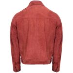 Mens Real Suede Trucker Harrington Jacket Dary Infinite Burgundy - Image 2