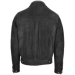 Mens Real Suede Trucker Harrington Jacket Daryl Nova Black - Image 2