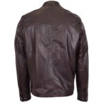Mens Leather Standing Collar Jacket Vandyke Brown - Image 2