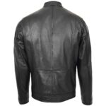 Real Leather Biker Jacket with Racing Stripes Clyde Black - Image 3