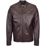 Mens Leather Standing Collar Jacket Paul Nova Black
