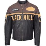 Men's Racing Badges Leather Jacket – Brown