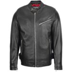 Mens Real Leather Cafe Racer Casual Biker Jacket Gerard Black