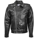 Mens Leather Fringes Brando Biker Style Jacket Wayne Black