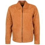 Men's Real Suede Casual Harrington Jacket Larry Dynamo Tan - Image 3