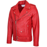 GENUINE RED STYLE REAL LEATHER MOTORCYCLE JACKET - Image 2
