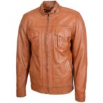 Mens Real Leather Biker Jacket Casual Zip Fasten Style Jaime - Image 2