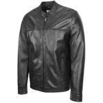 Mens Leather Classic Zip Box Jacket Standing Collar Paul - Image 4