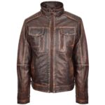 Mens Leather Urban Biker Style Jacket Hugo Paradox Rub Off