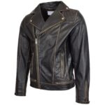 Men’s Vintage Black Leather Jacket Brando Biker Style - Image 3