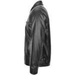 Mens Soft Leather Plain Zip Box Casual Jacket Frank Nova Black - Image 5