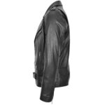 Mens Real Leather Biker Jacket Cross Zip Brando Style - Image 2
