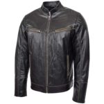 Mens Leather Vintage Biker Jacket Colin Zenith Dark Brown - Image 4