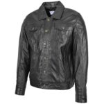 Mens Real Leather Trucker Jacket Lee Rider Style Terry - Image 4