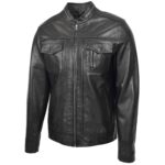 Mens Real Leather Biker Jacket Casual Zip Fasten Style Jaime - Image 2