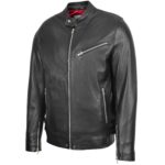 Mens Real Leather Cafe Racer Casual Biker Jacket Gerard Black - Image 2