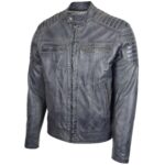 Mens Real Leather Biker Jacket Cafe Racer Style Eddi - Image 4