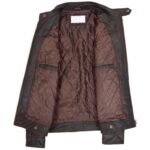 Mens Real Leather Biker Style Zip Jacket Classic Cafe Racer Ethan Brown - Image 6