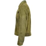 Mens Real Suede Trucker Harrington Jacket Daryl Aurora Green - Image 4